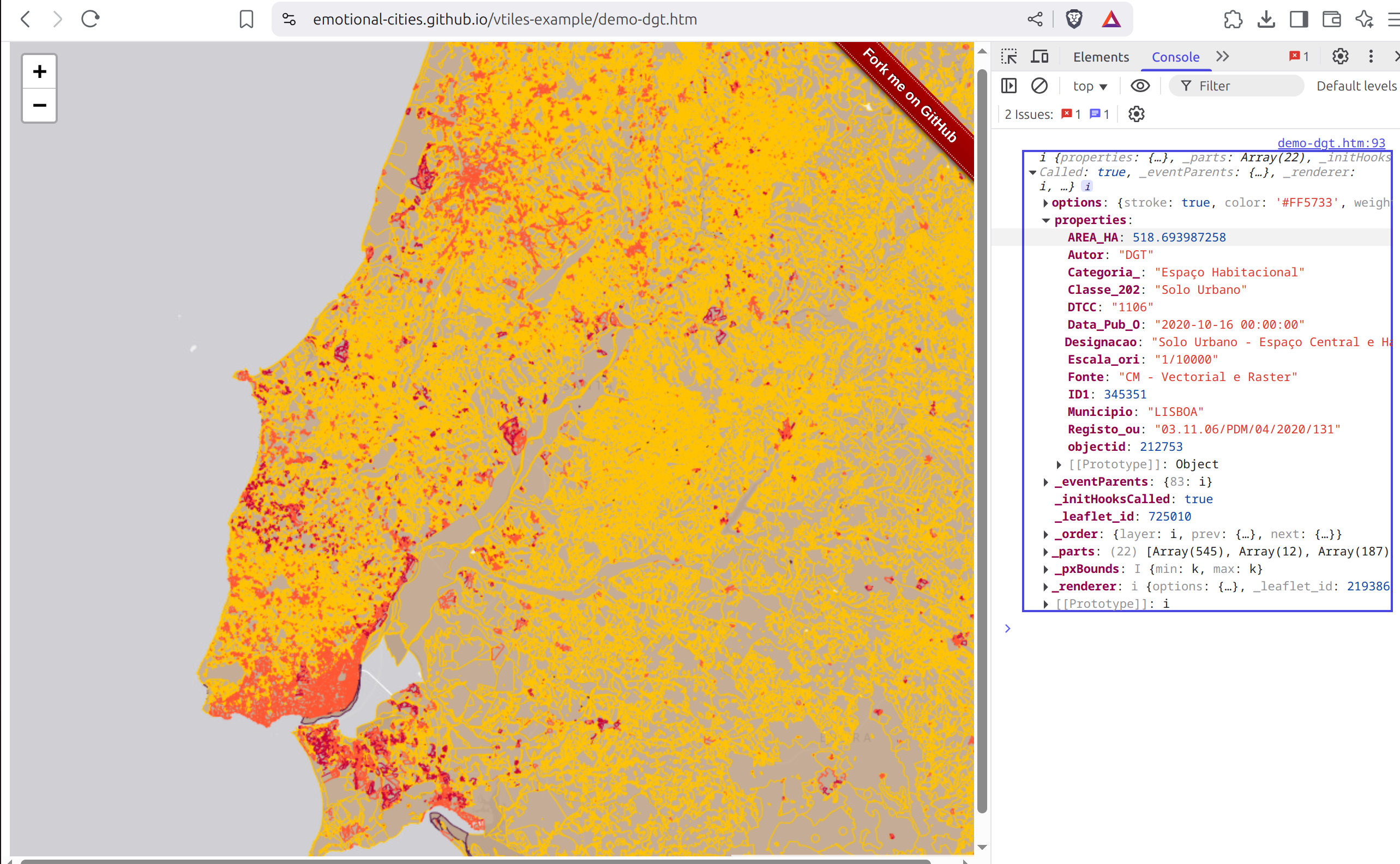 Aplicação de web com vector tiles
