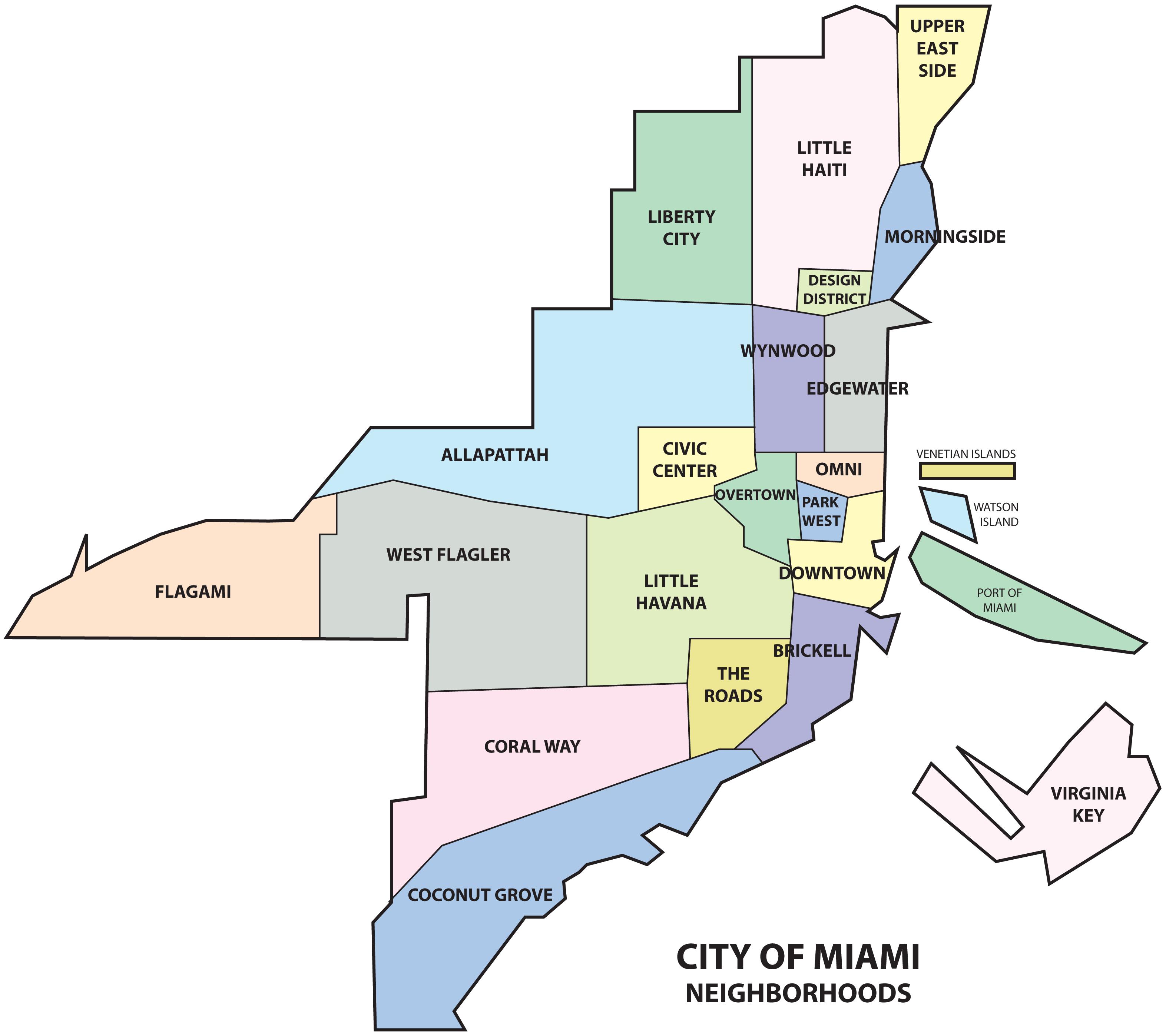 Karte von Miami - Stadt Miami Karte (Florida - USA)