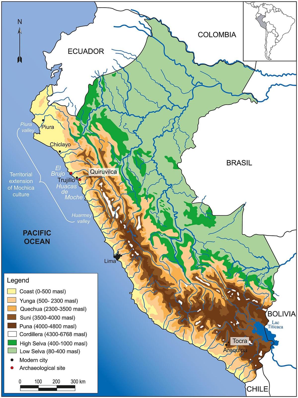 Physical Map Of Peru