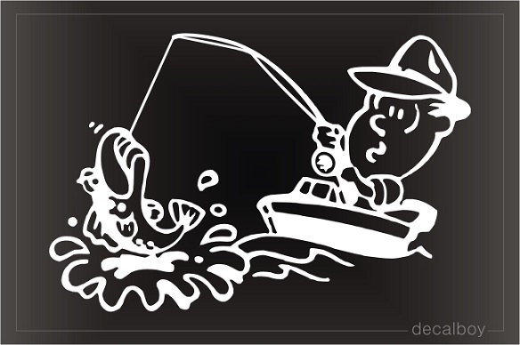 Fishing Boat Cartoon Car Window Decal