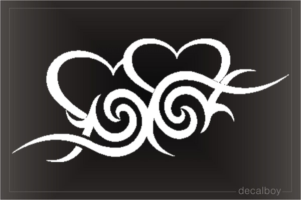 Hearts Tribal Tattoo Die-cut Decal