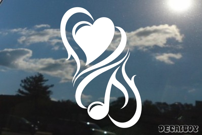 Music Love Tribal Hearts Decal