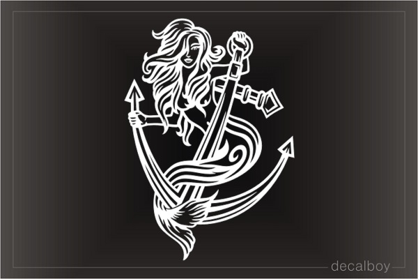 Mermaid Sitting On Anchor Decal