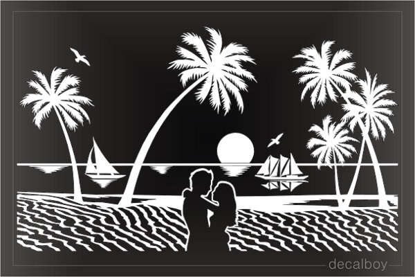 Palm Tree Beach Decal