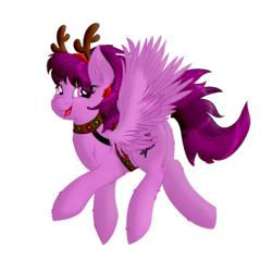 Size: 1280x1280 | Tagged: safe, artist:charrez, oc, oc only, oc:mary rose, deer, deer pony, hybrid, original species, peryton, pony, brony radio germany, hearth's warming eve, simple background, solo, transparent background