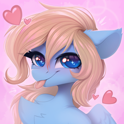 Size: 4096x4096 | Tagged: safe, artist:kebchach, oc, oc only, oc:lusty symphony, pegasus, pony, female, heart, looking at you, mare, pegasus oc, smiling, smiling at you, solo, sparkles, sparkly eyes, tongue out, wingding eyes, wings