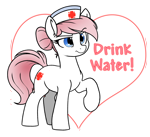 Size: 4855x4424 | Tagged: safe, artist:derpydoodesigns, artist:derpydooreviews, nurse redheart, earth pony, pony, g4, absurd resolution, eyebrows, eyebrows visible through hair, female, hair bun, hat, heart, mare, nurse hat, nurse redheart is not amused, raised eyebrow, raised hoof, simple background, solo, sticker, text, transparent background, unamused