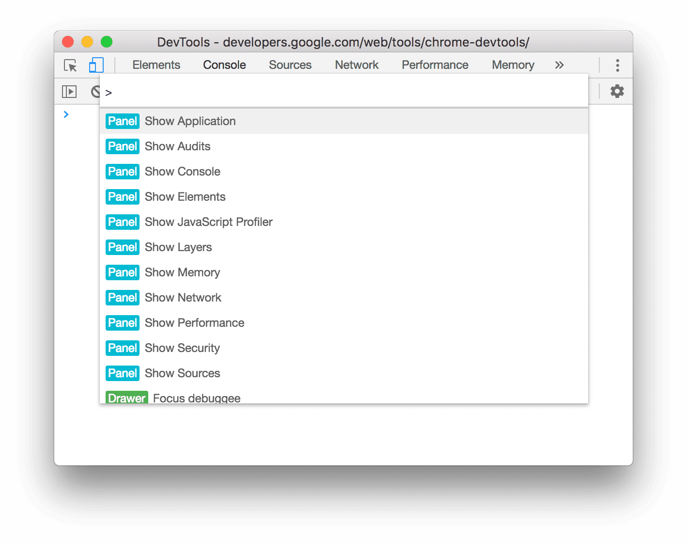 Menu de commandes