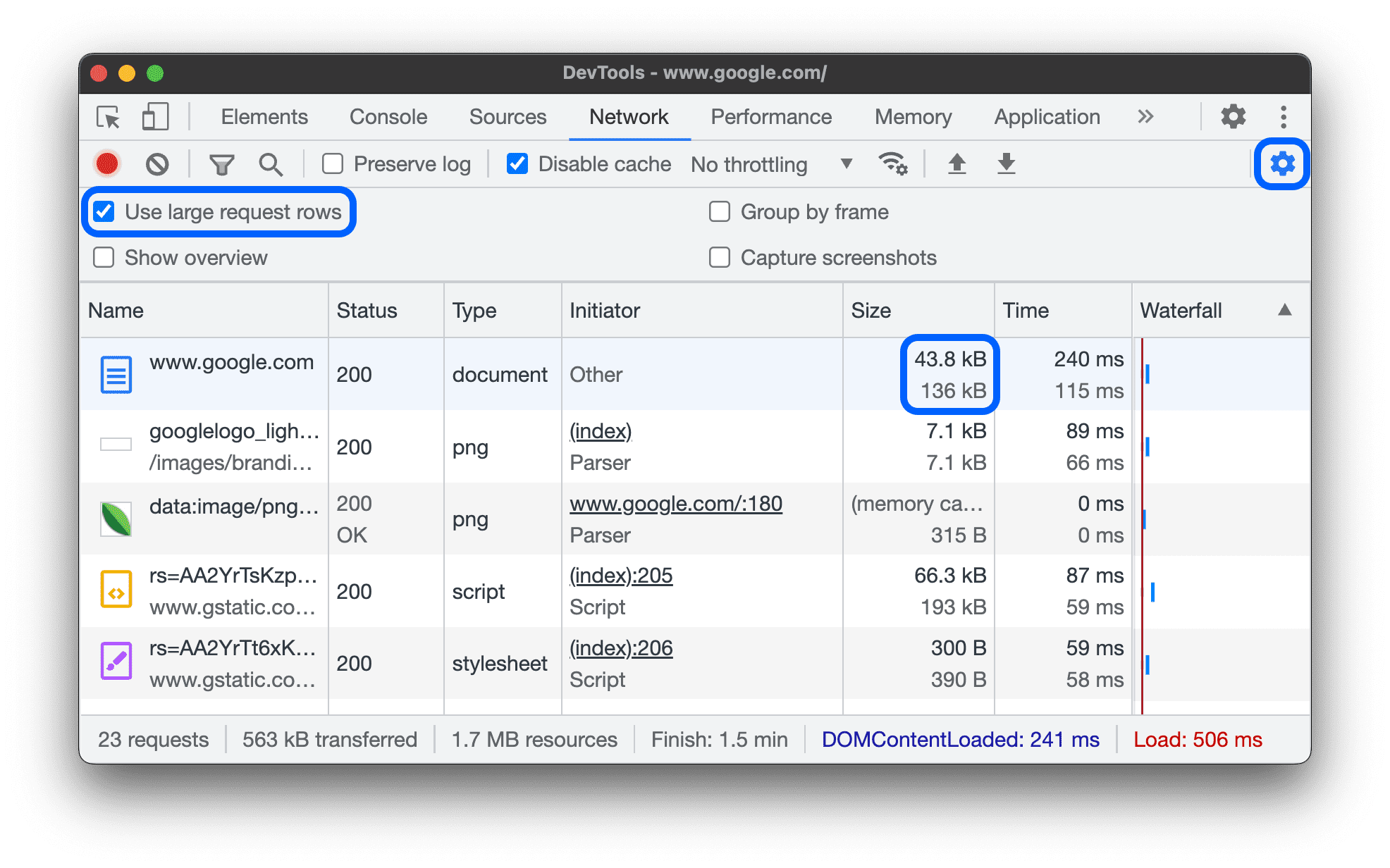 An example of uncompressed resources.