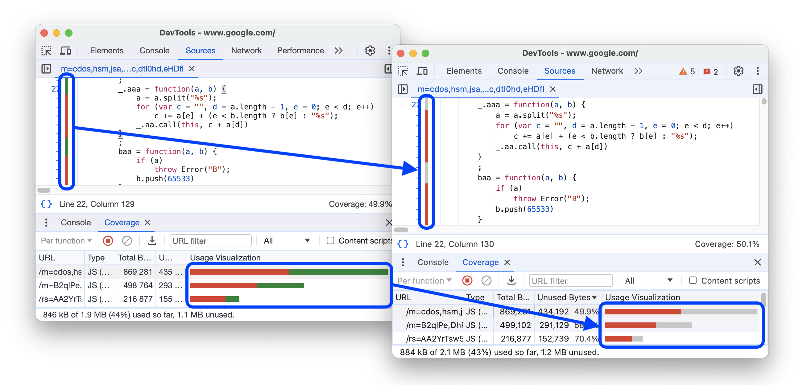 Le code &quot;avant&quot; et &quot;après&quot; a changé la couleur du code utilisé en gris.