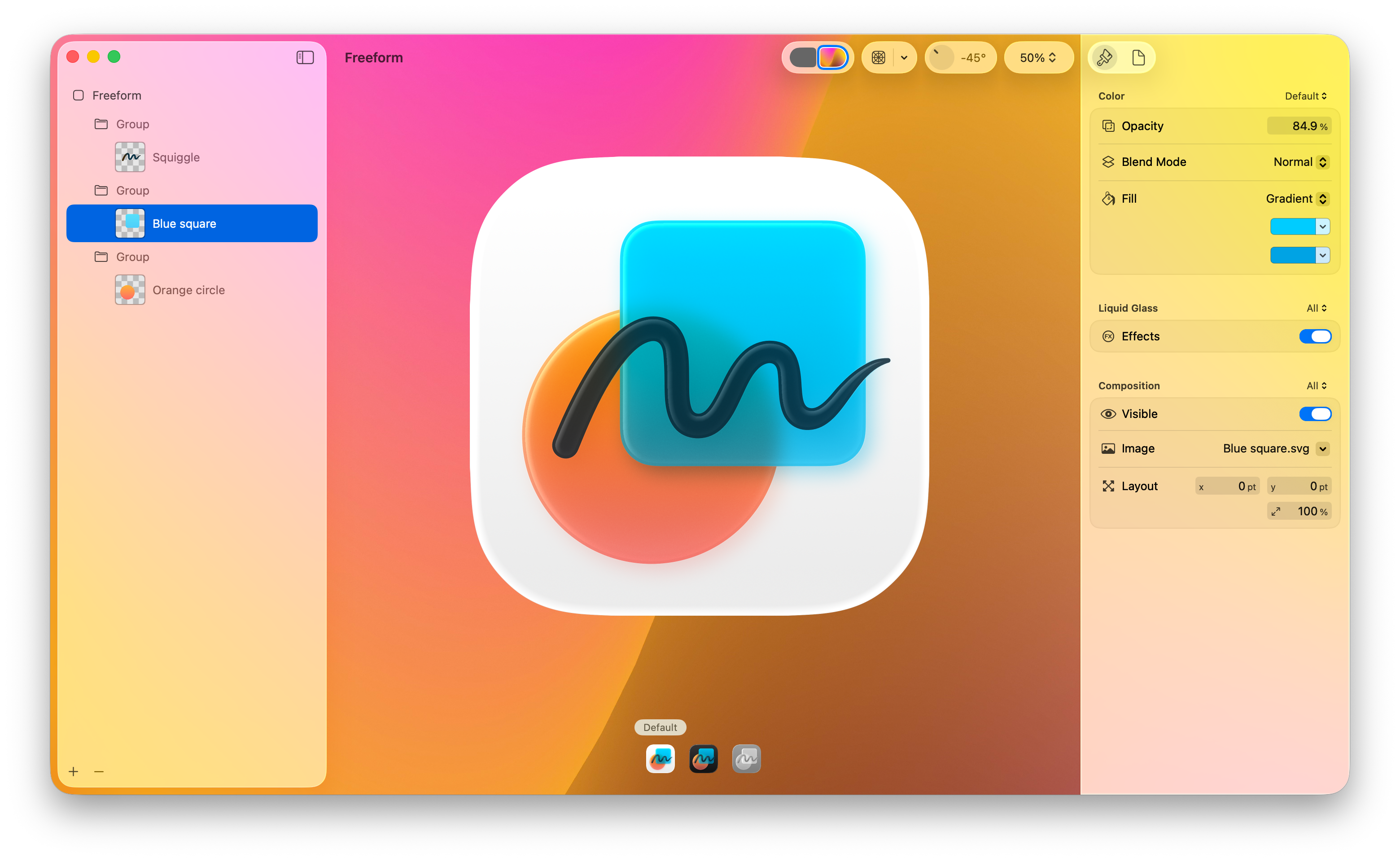 默认主题预览，显示 Icon Composer 界面
