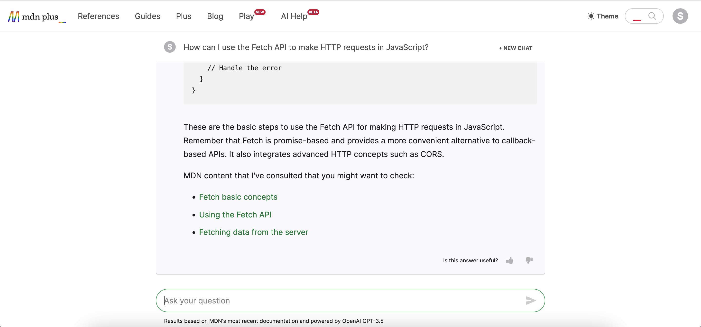 Screenshot showing learning support example