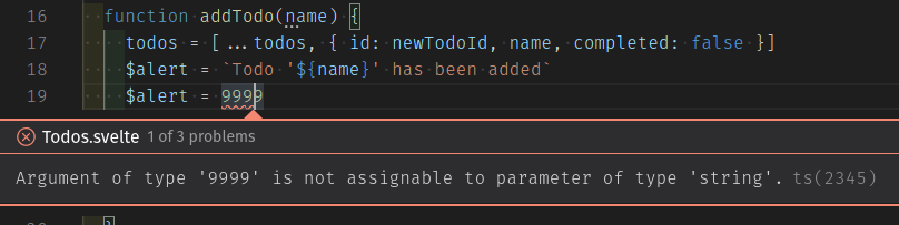 Argument of type 9999 is not assignable to parameter of type string