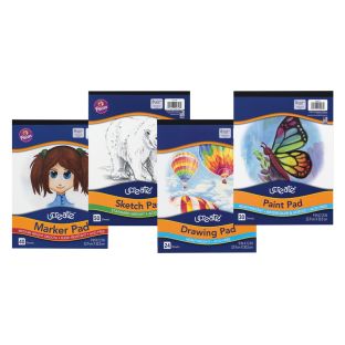 UCreate Art Pad Bundle, 9"x12", 4 pads (Sketch, Drawing, Paint, Marker)