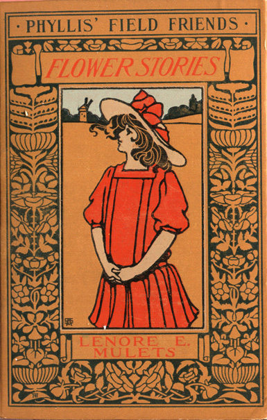 FLOWER STORIES, cover with ornamental floral borders around a girl in a wide-brimmed hat