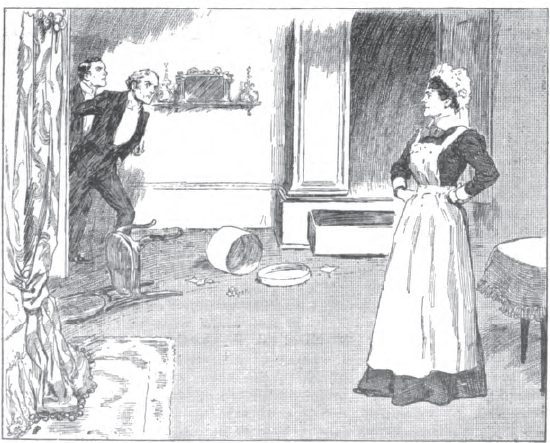 Nurse standing in a room as men rush in.