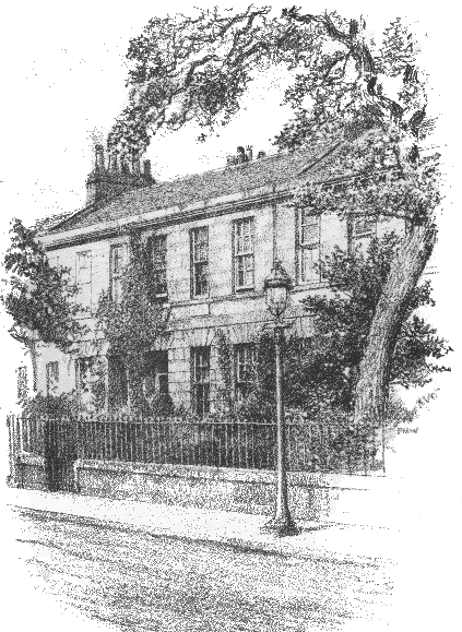 house on street with sidewalk, lamppost and tree beside it