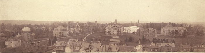 bird's eye view of college campus