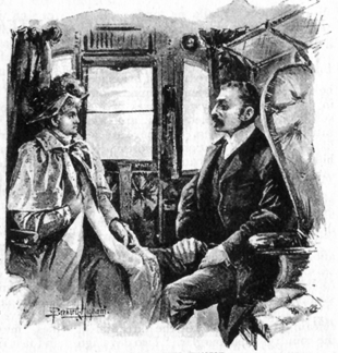 woman and man in a railway carriage