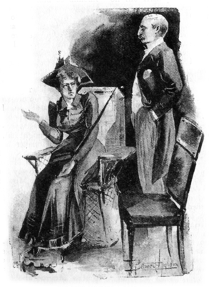 seated woman and standing man