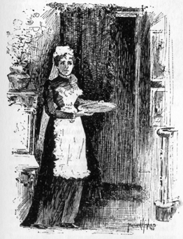 woman servant carrying a tray