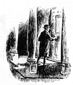 young man in clerical clothing walking up to a door