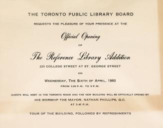 Invitation to library opening. 