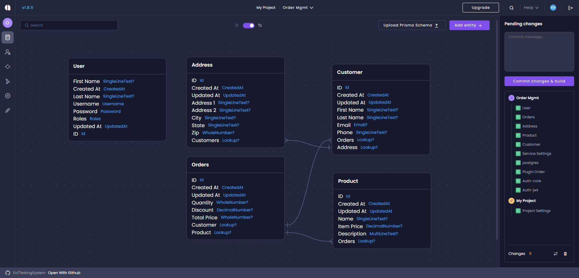 Amplication&#39;s Entity ERD View