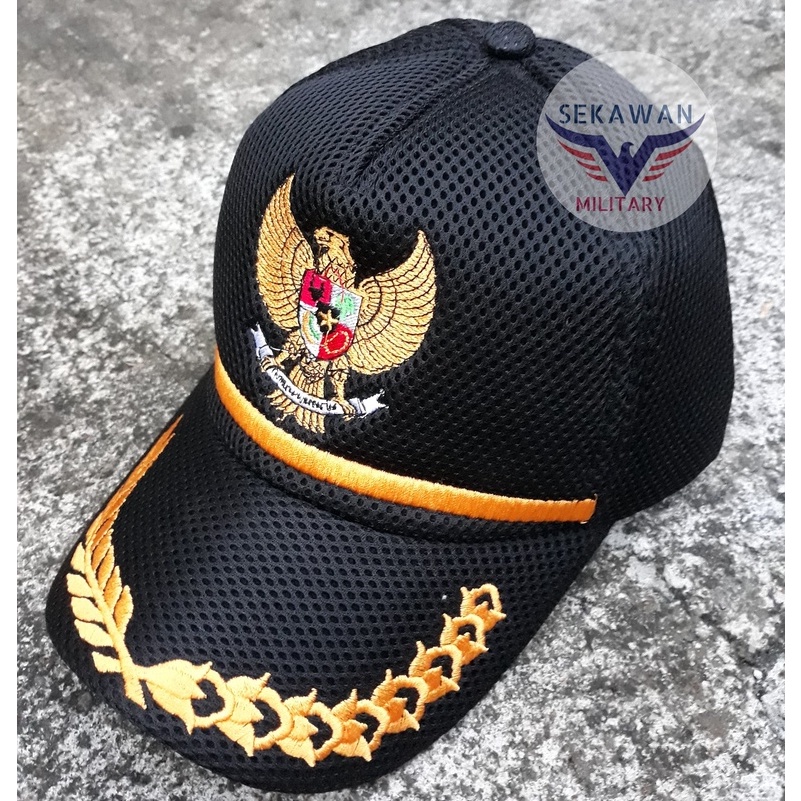 Jual Topi Hitam Garuda Topi Padi Kapas Garuda Camat PEMILU | Shopee ...