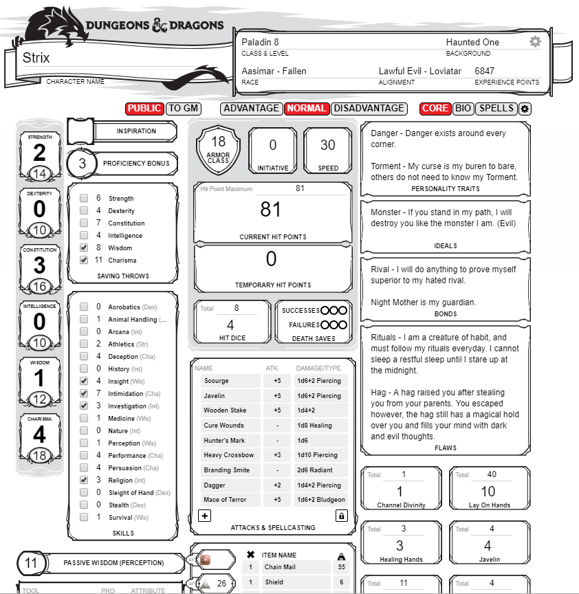 Printable Dnd 5E Character Sheet