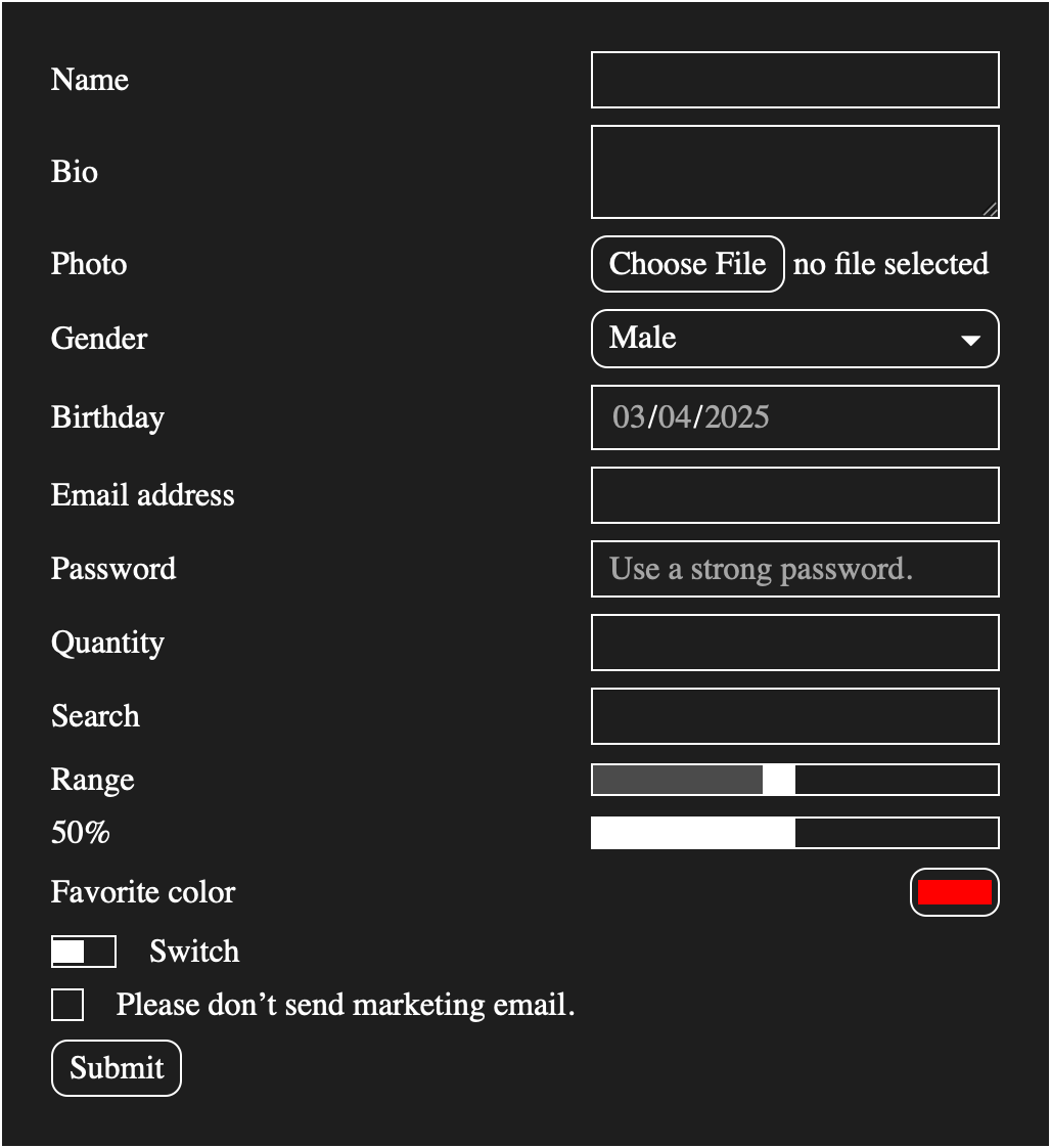 Screenshot of the basic appearance with a dark color scheme