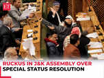 Chaos in JK Assembly, BJP MLAs marshalled out:Image