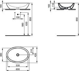 Valamu Ideal Standard Strada Oval Vessel, 60x42 cm, K078401 цена и информация | Раковины | kaup24.ee