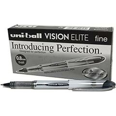 Liquid ink ballpoint pen Uni-Ball Vision Elite UB-200 Must 12 Ühikut hind ja info | Kirjutusvahendid | kaup24.ee