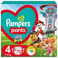 Подгузники-трусики PAMPERS Pants Paw Patrol, 4 размер, 9-15 кг, 72 шт цена и информация | Пеленки | kaup24.ee