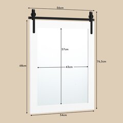 Costway ristkülikukujuline peegel puitraami ja metallklambriga Rustic 76,5 x 56 cm valge hind ja info | Esikupeeglid | kaup24.ee