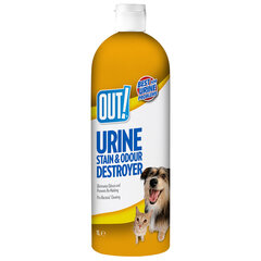 Out! lemmiklooma uriinilõhna ja -plekkide tõrjuja Urine Stain & Odour Destroyer, 1000 ml hind ja info | Hooldusvahendid loomadele | kaup24.ee