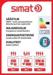 Elektriboiler SIMAT 80L,vertikaalne hind ja info | Boilerid | kaup24.ee