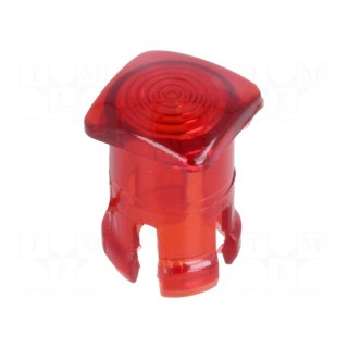 LED lens | square | red | lowprofile | 5mm