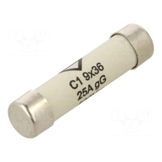 Fuse: fuse | gG | 25A | 400VAC | cylindrical,industrial | 9x36mm