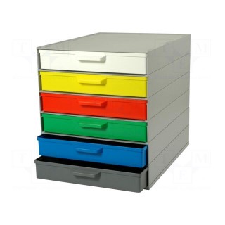 Stationary set with drawers | Drawers no.in module: 6 | grey