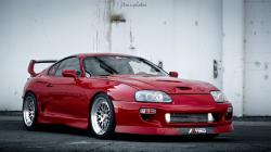 wall red toyota supra twin turbo engine tuning