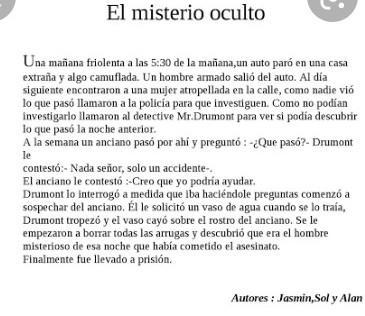 hola, me pueden pasar un cuento de terror o misterio que no sea tan famoso  y que sea corto plis. Doy 