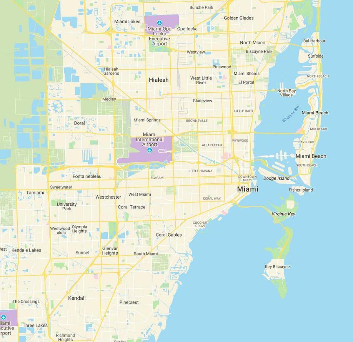 Miami mapa - Mapa de Miami, FL, Florida - estados UNIDOS)