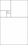 Illustration showing a nesting of 7 golden rectangles. Two quantities are considered to be in the golden ratio if (a+ b)/a = a/b which is represented by the Greek letter phi. The large rectangle shown is divided to show the a golden rectangle. The smaller portion is then divided into the golden ratio again, and so on.