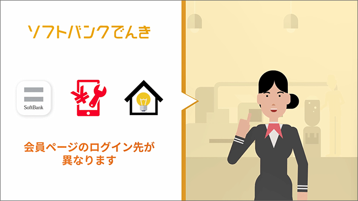 ソフトバンクでんきでは、ご利用料金のお支払い方法によって 会員ページのログイン先が異なります。