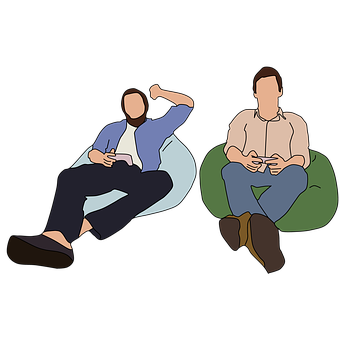 Two Men Sitting On Bean Bags