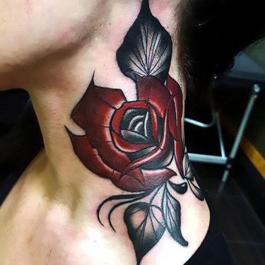 Cool Rose on Neck Tattoo