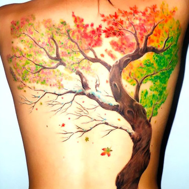 Fall Tattoo on Back Tattoo