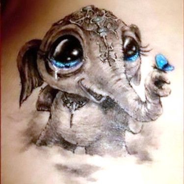 Cute Elephant Baby Tattoo